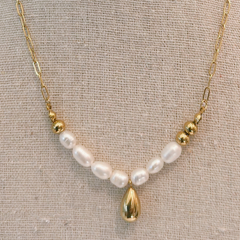 Ximena Stainless Steel Pearl Necklace