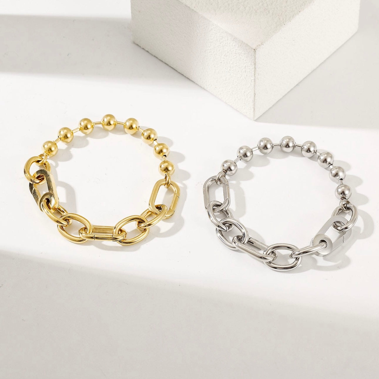 Bold Mixed-Link Stainless Steel Bracelet – Modern & Trendy