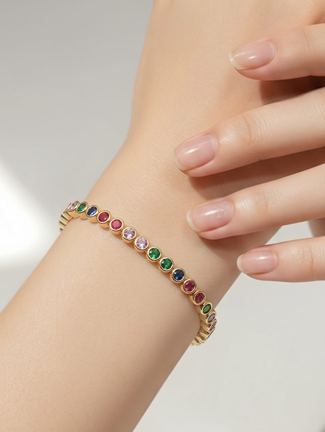 Rainbow Bezel Tennis Bracelet