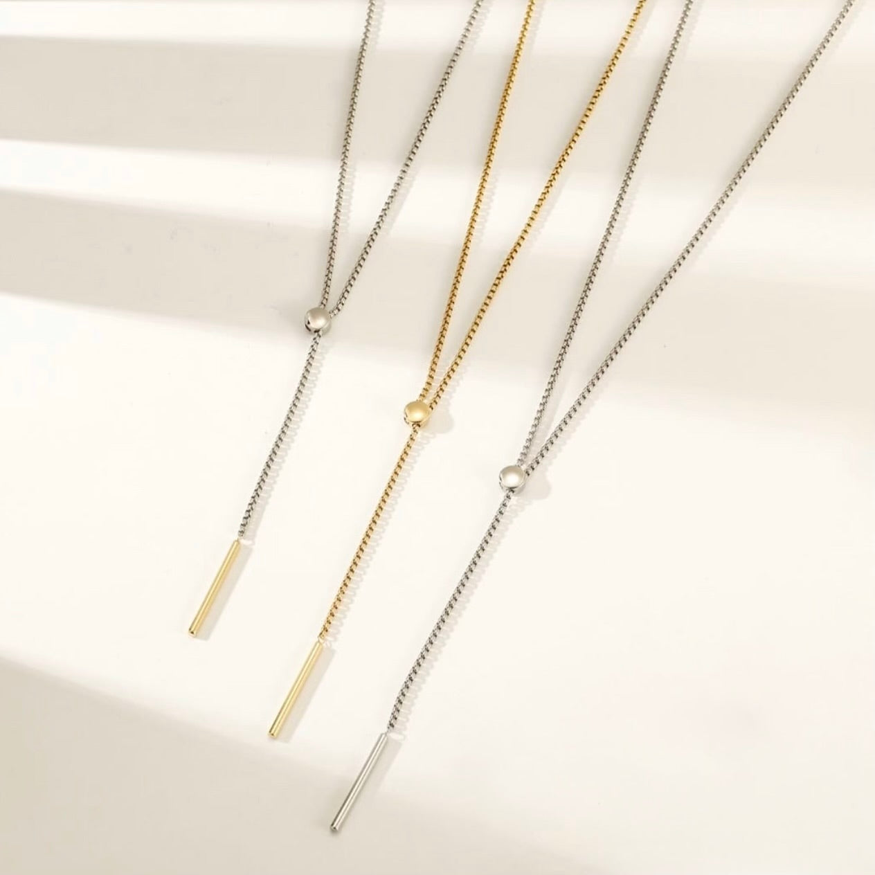 Minimalist Lariat Stainless Steel Necklace