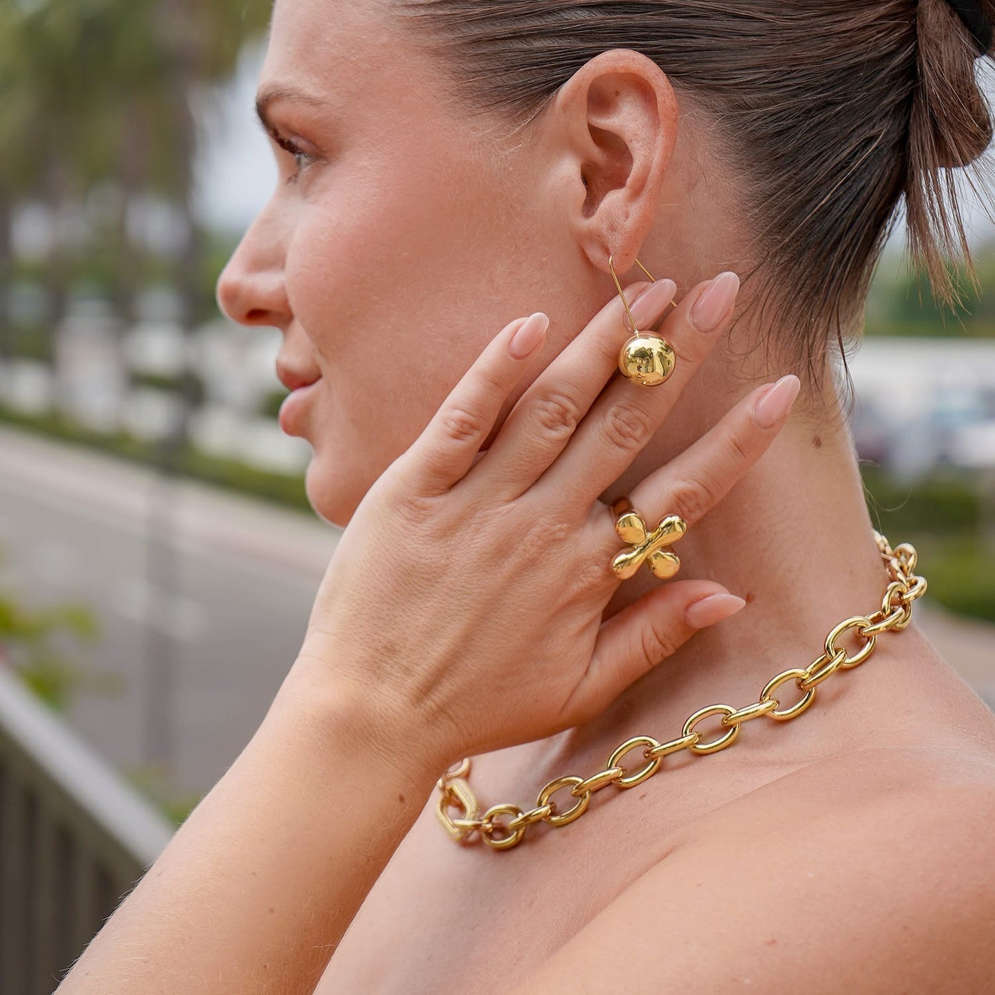 Gold Ball Drop Earrings – Stainless Steel