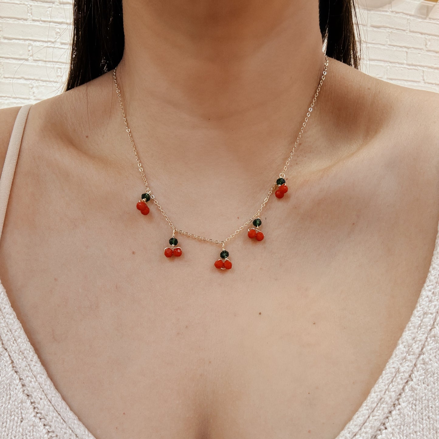 Cherry Charm Necklace - Gold Plated