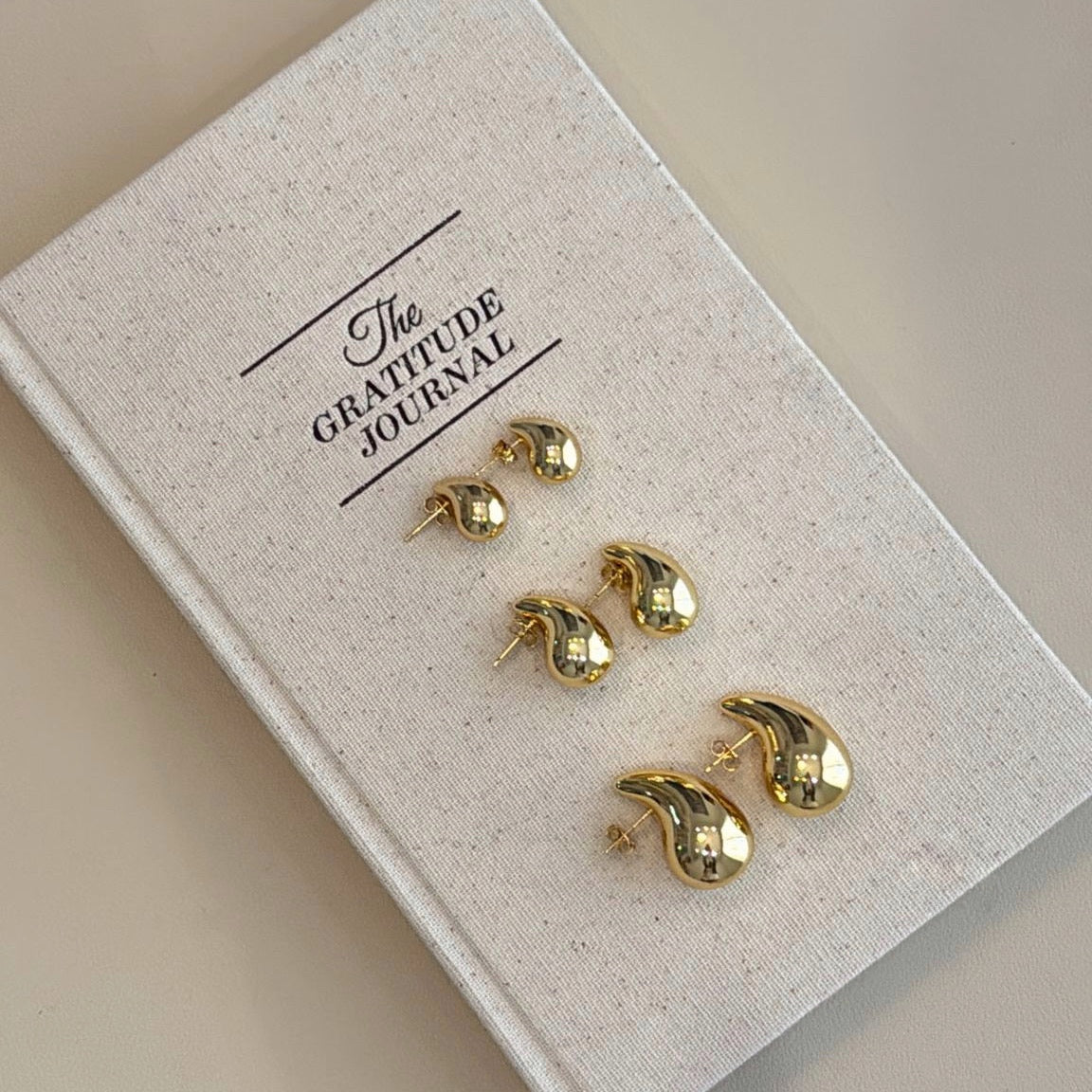 Organic Teardrop Stud Earrings – Gold Plated Over Brass