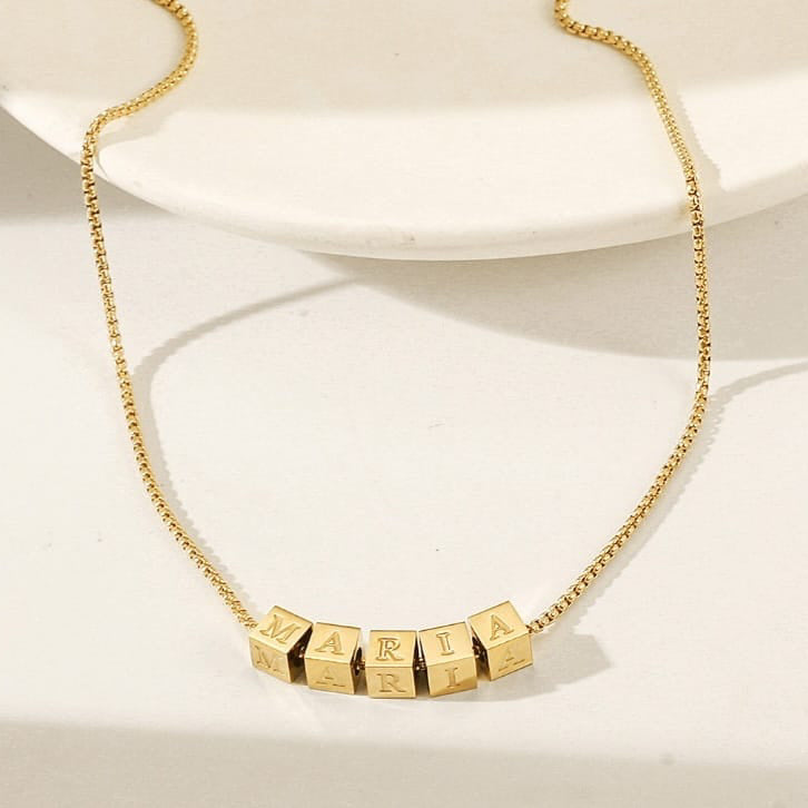 Cube Initial Customizable Necklace