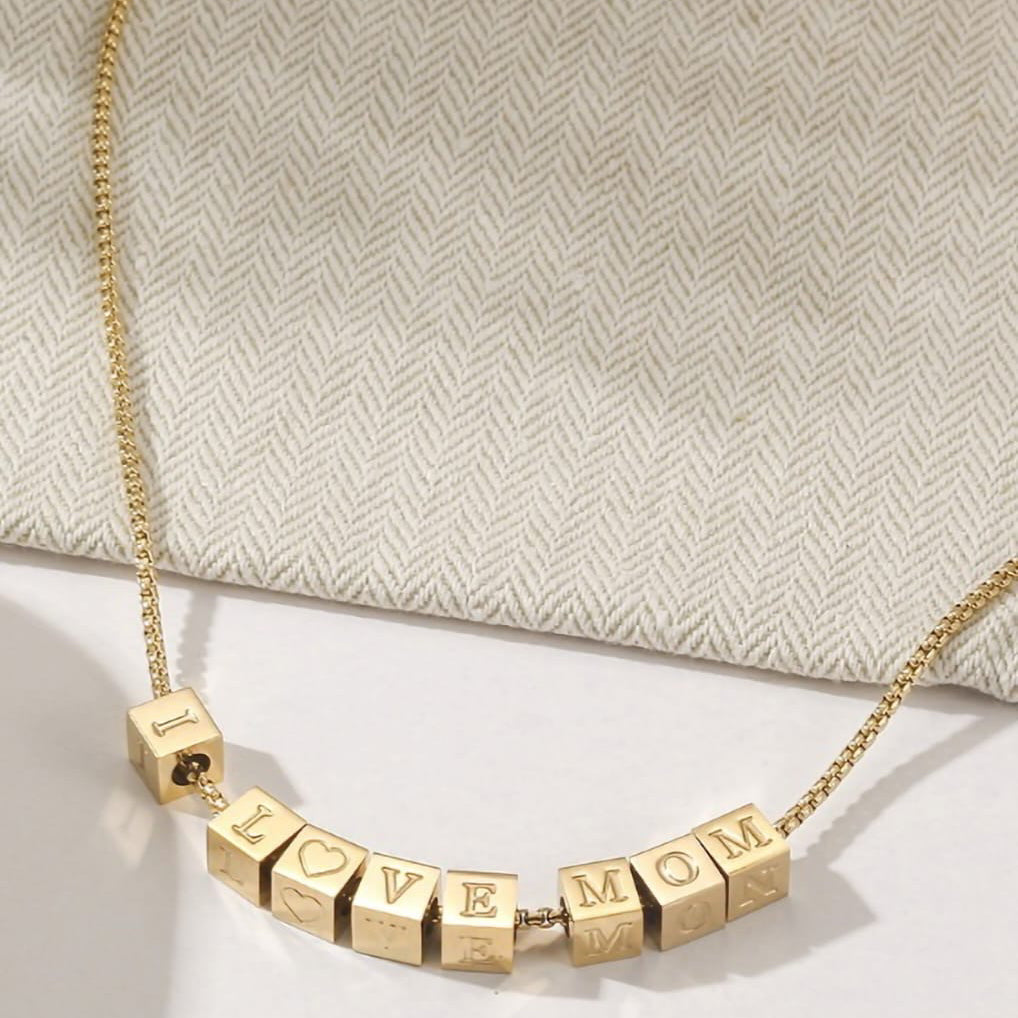 Cube Initial Customizable Necklace