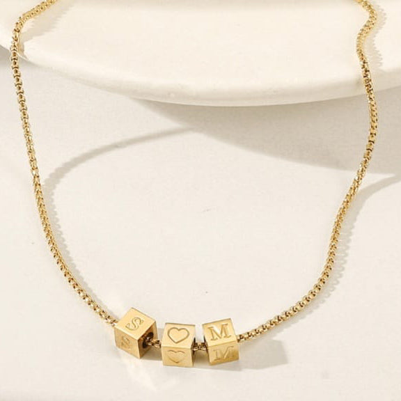 Cube Initial Customizable Necklace