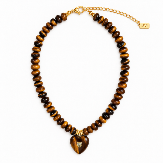 Golden Heart Tiger Eye Necklace
