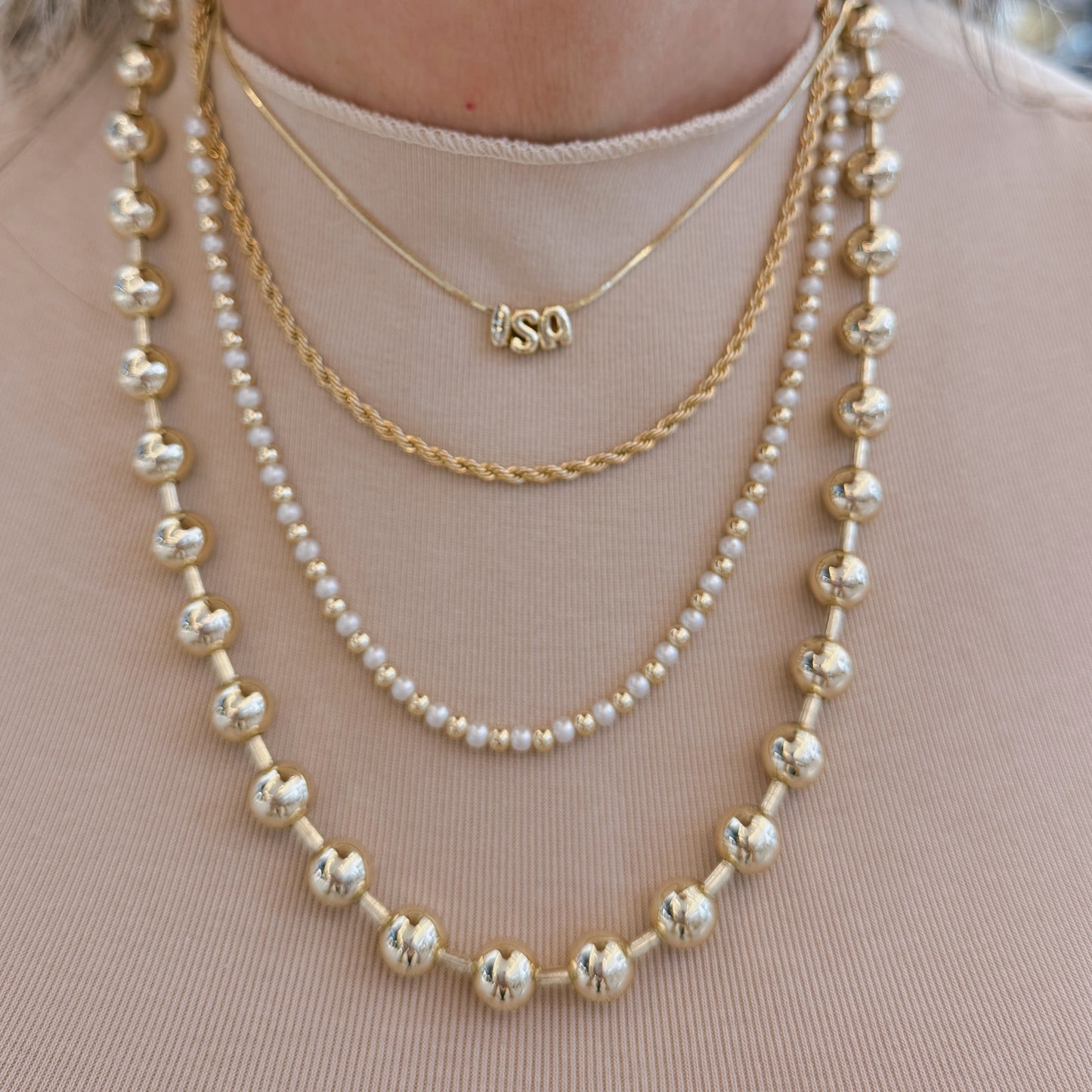 Mini Bubble Name Necklace - Gold Plated