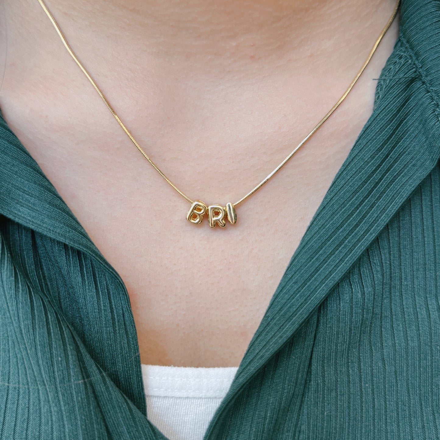 Mini Bubble Name Necklace - Gold Plated