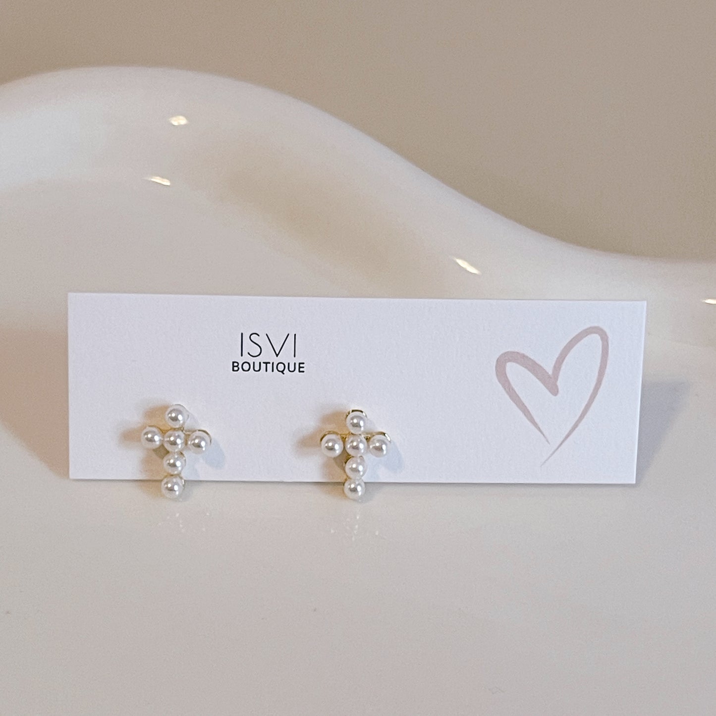 Cross Mini Pearls Stud