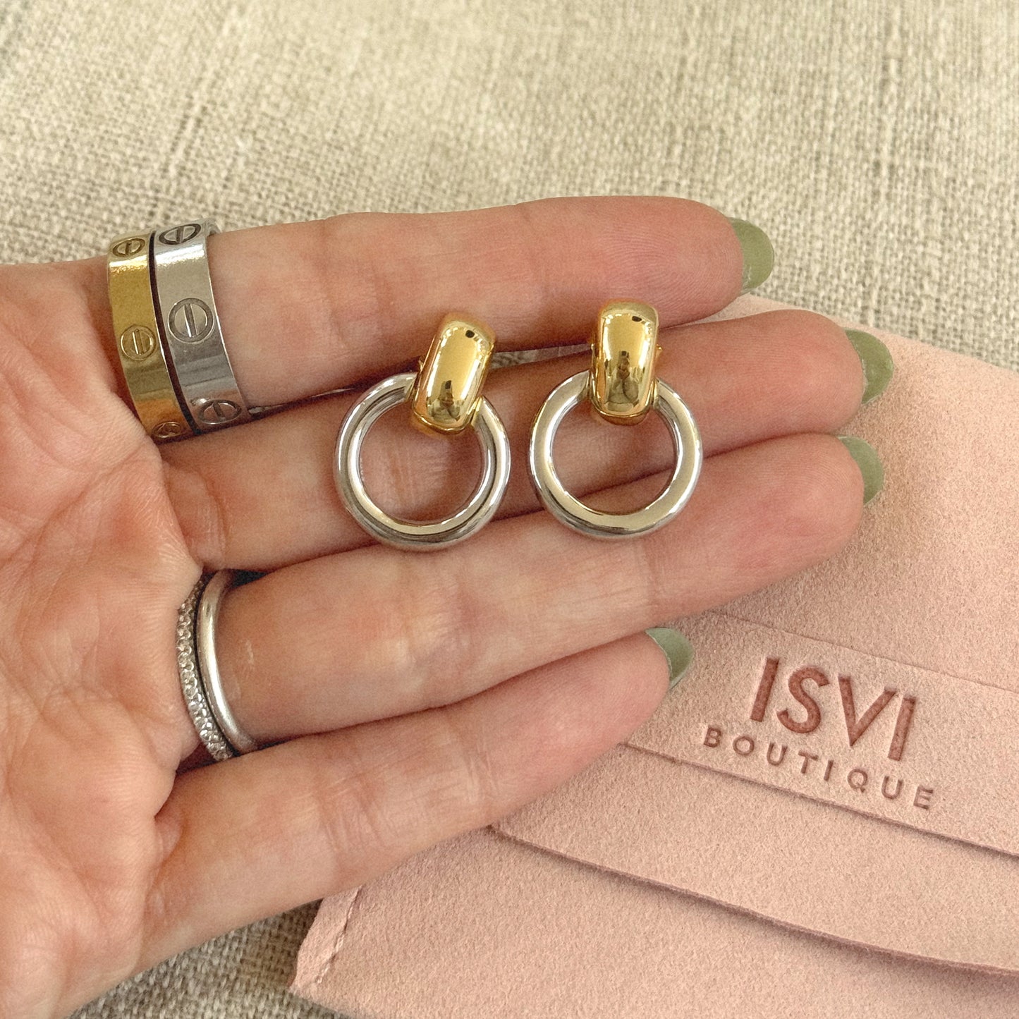 Modern Duo Hoop Earrings – Sterling Silver & 18K Gold Plated