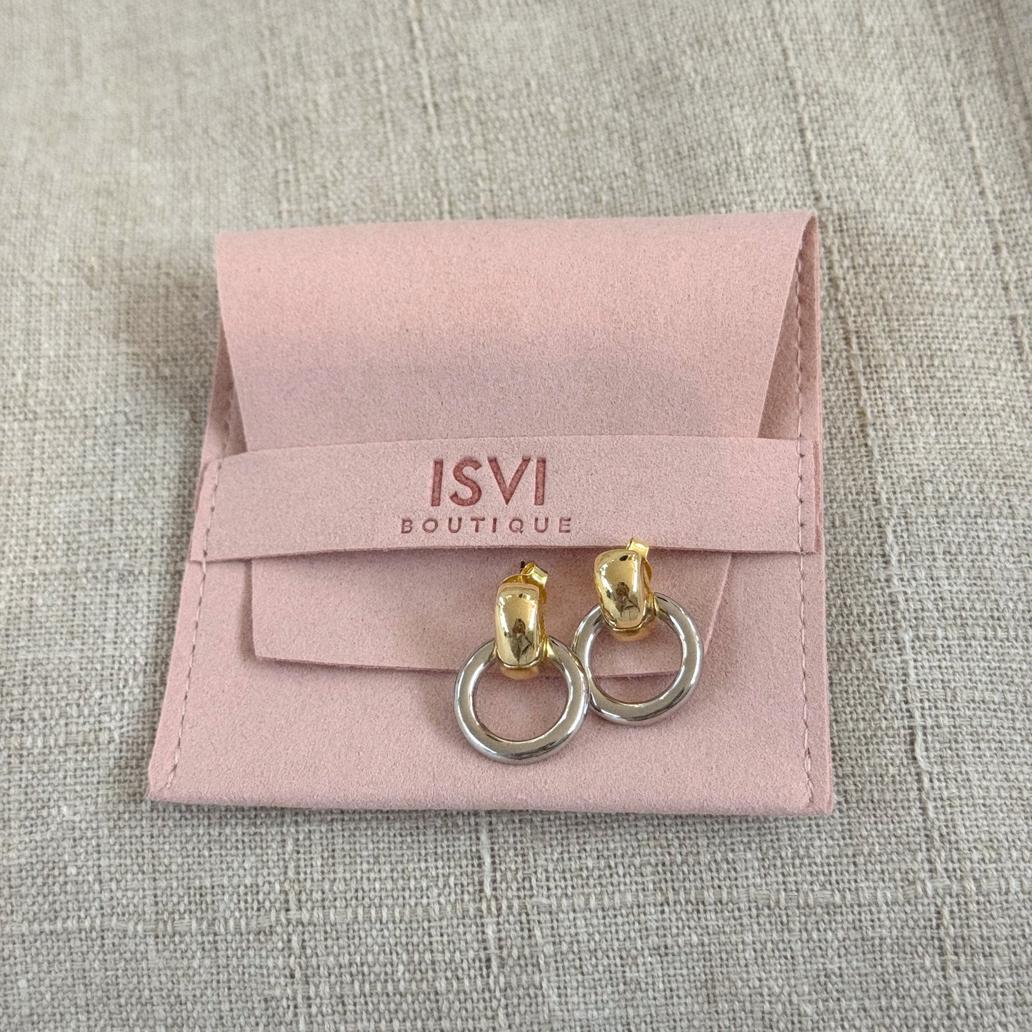 Modern Duo Hoop Earrings – Sterling Silver & 18K Gold Plated