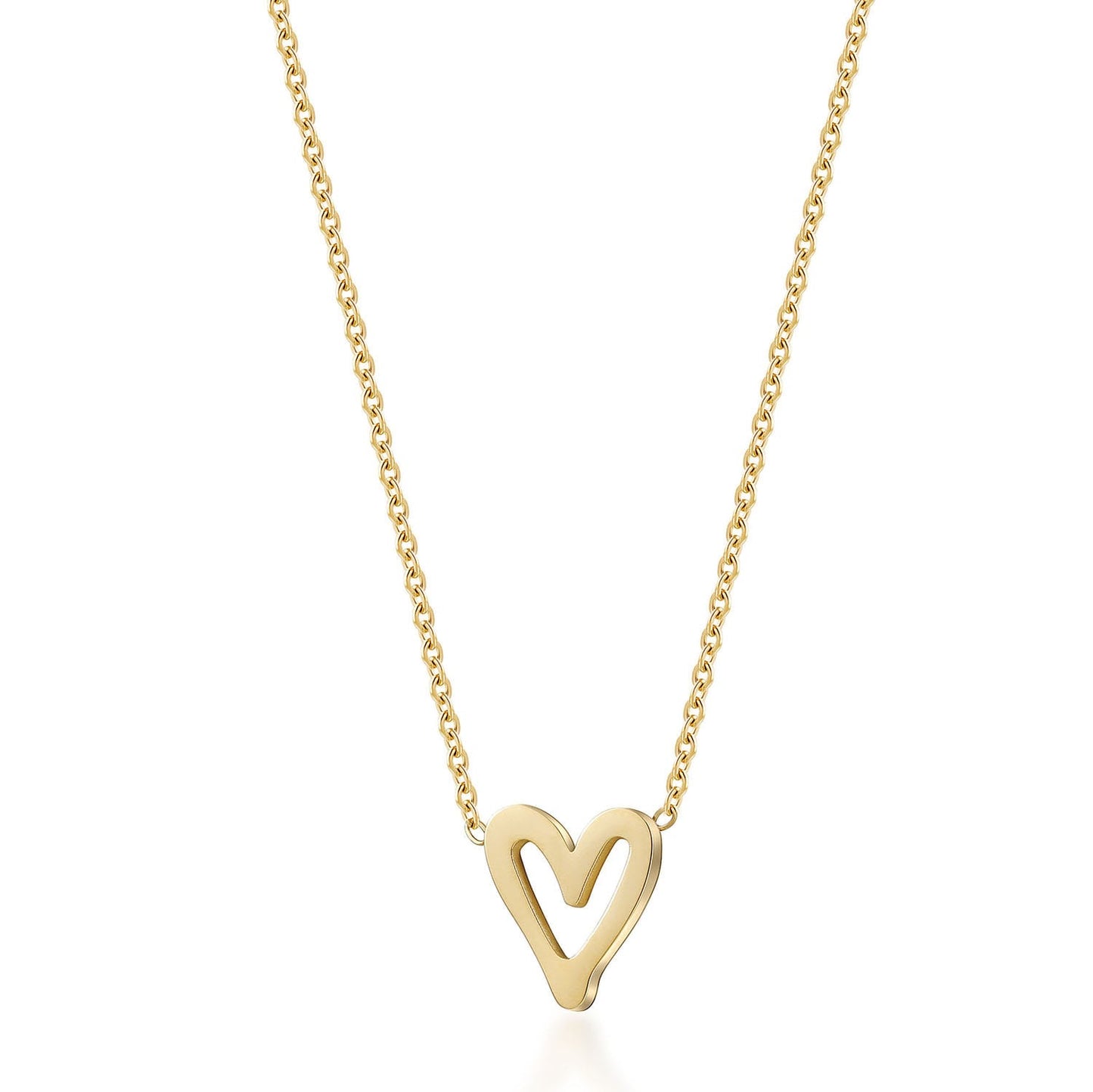 Open Heart Pendant Necklace – Stainless Steel, Gold Plated