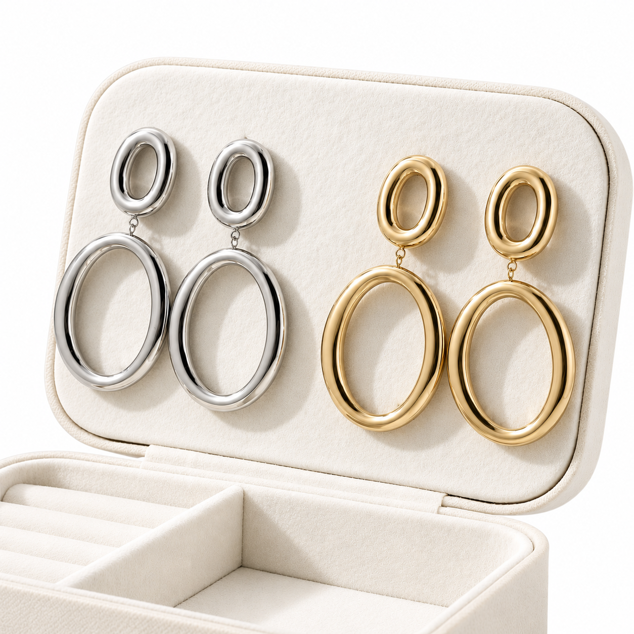 Sculptural Oval Drop Earrings