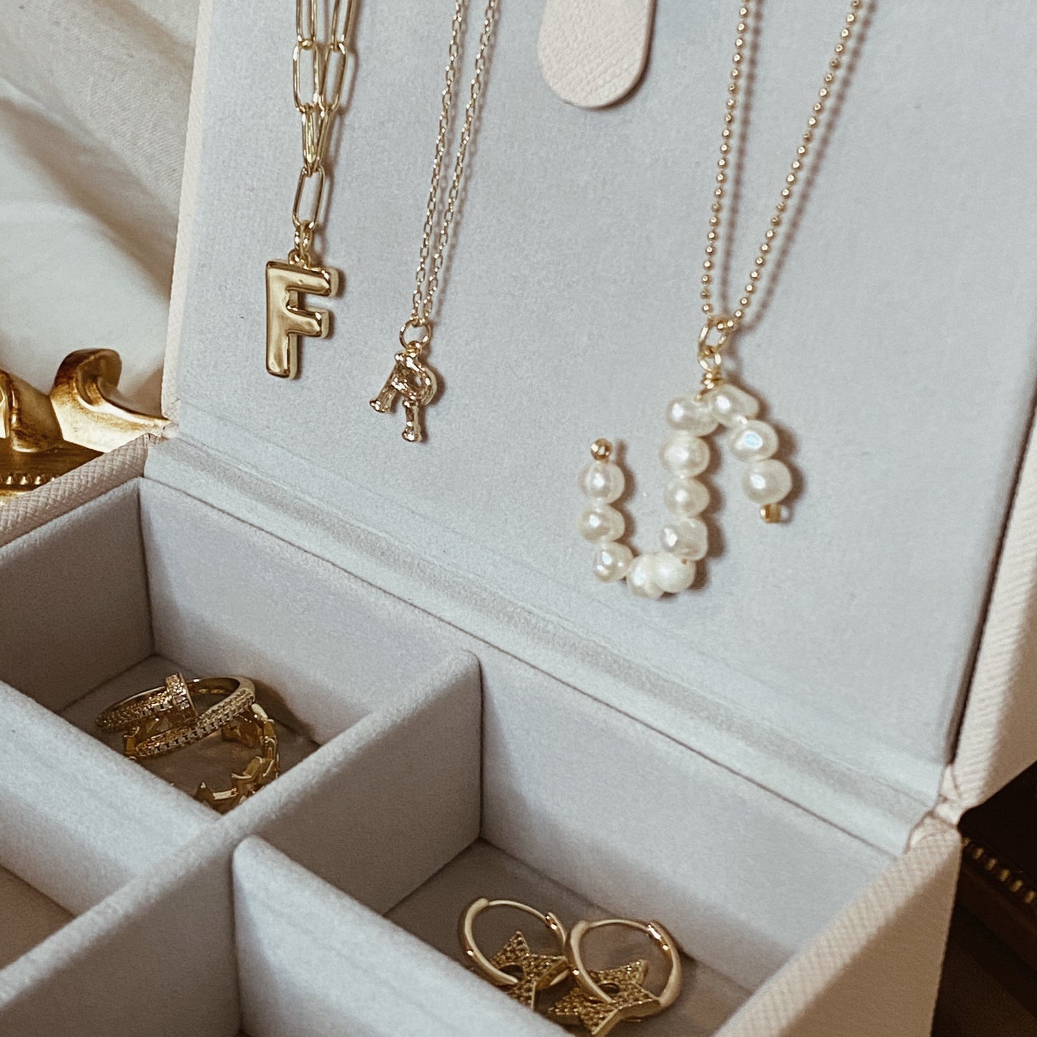 Freshwater pearl initial necklace. Handmade necklace. Gold-filled necklaces by ISVI Boutique Miami