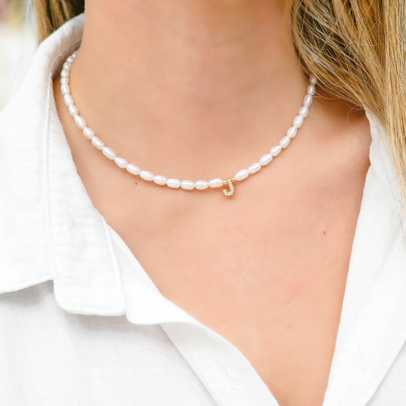 Classic Pearl Initial Necklace