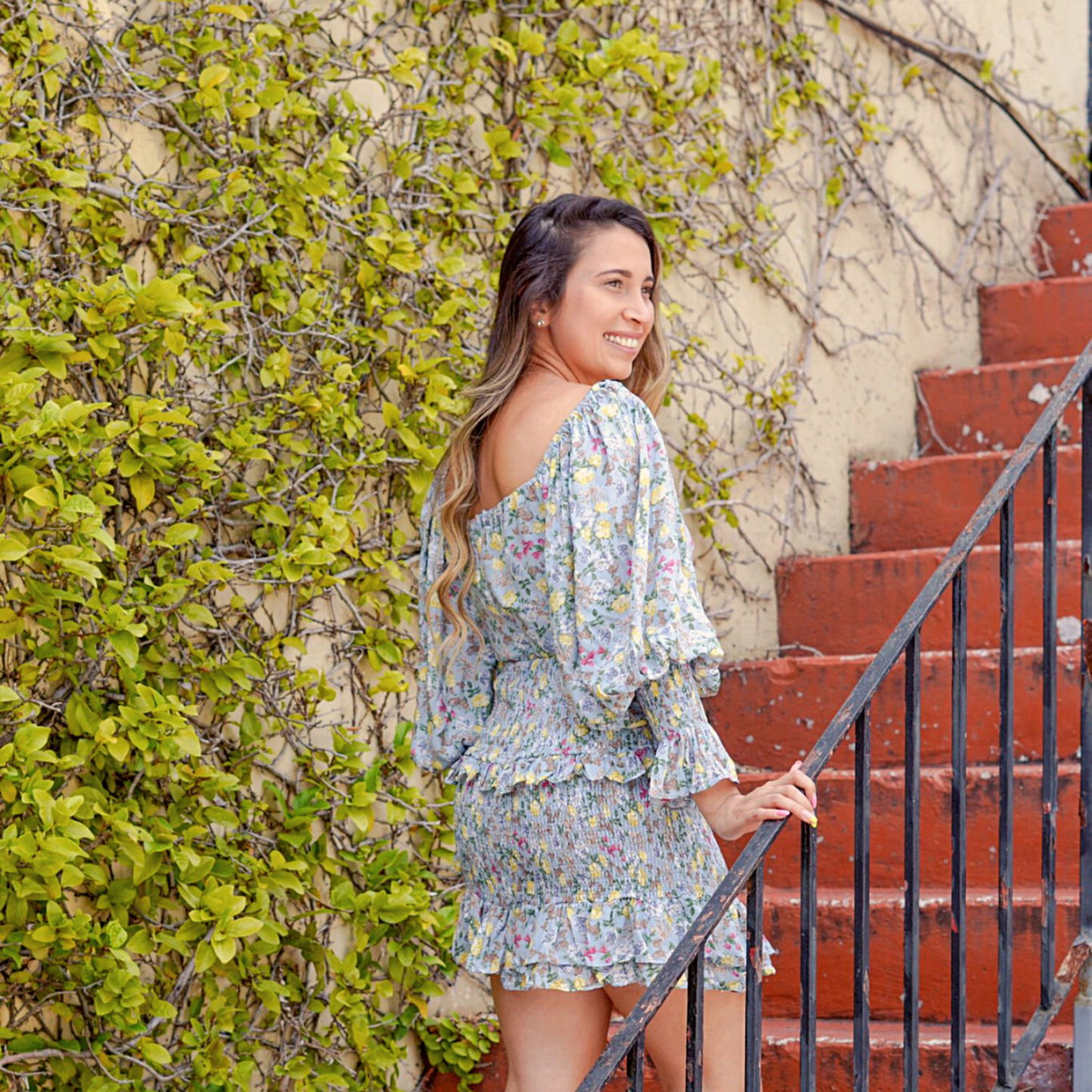 Corina mini dress, puff long sleeve, summer babe collection, isvi boutique 3