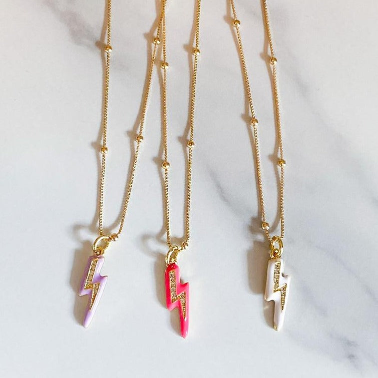 Jens lighting bold necklace, gold-plated bold, gold-foilled necklace by ISVI Boutique Miami