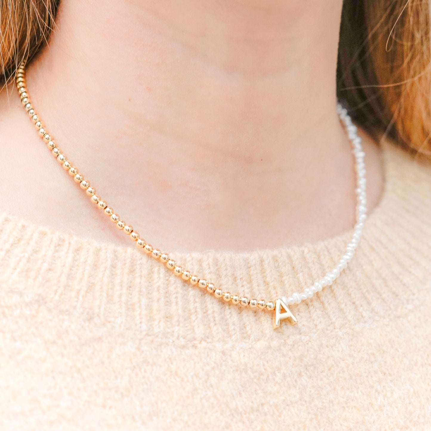 Pearls and Beads Initial Necklace