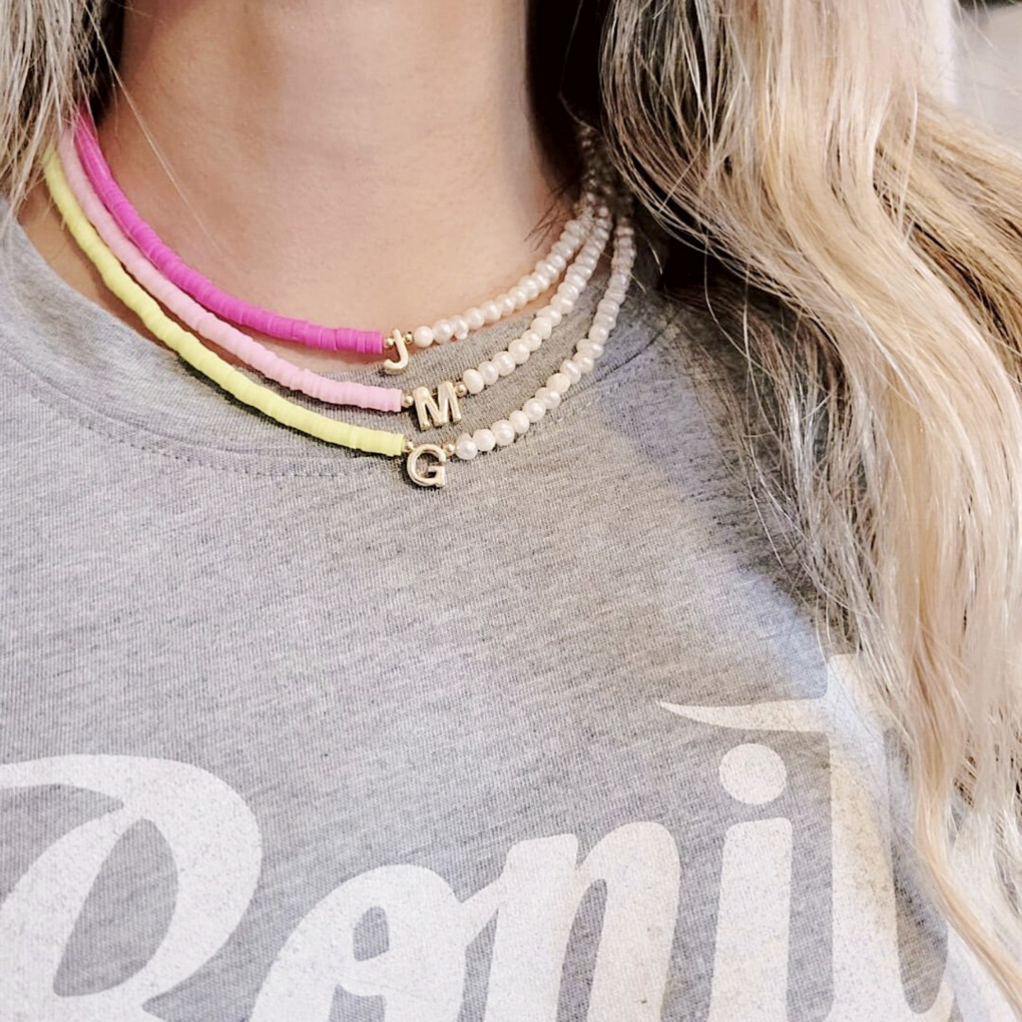 Puka Pearl Initial Necklace