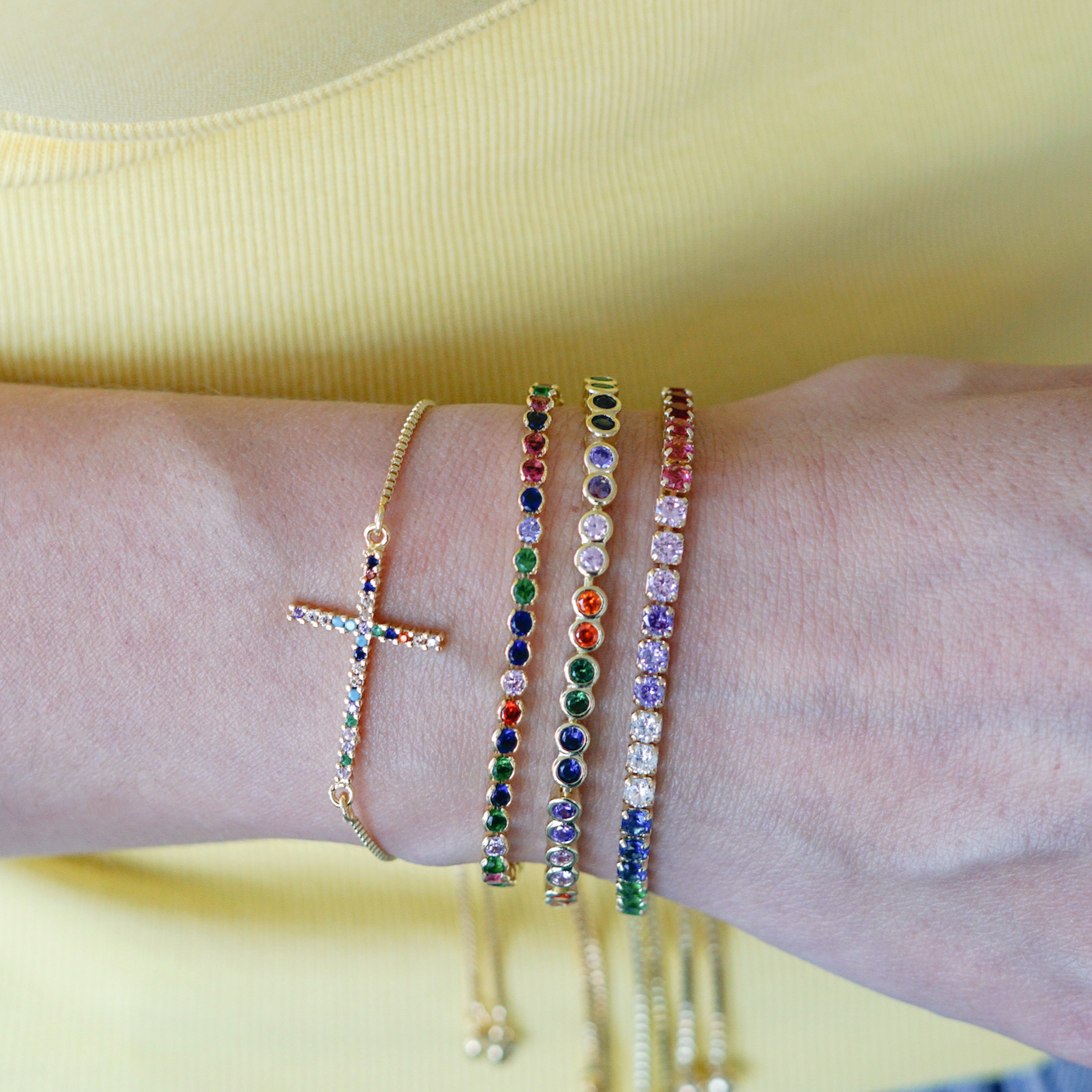 Rainbow Cross Bracelet