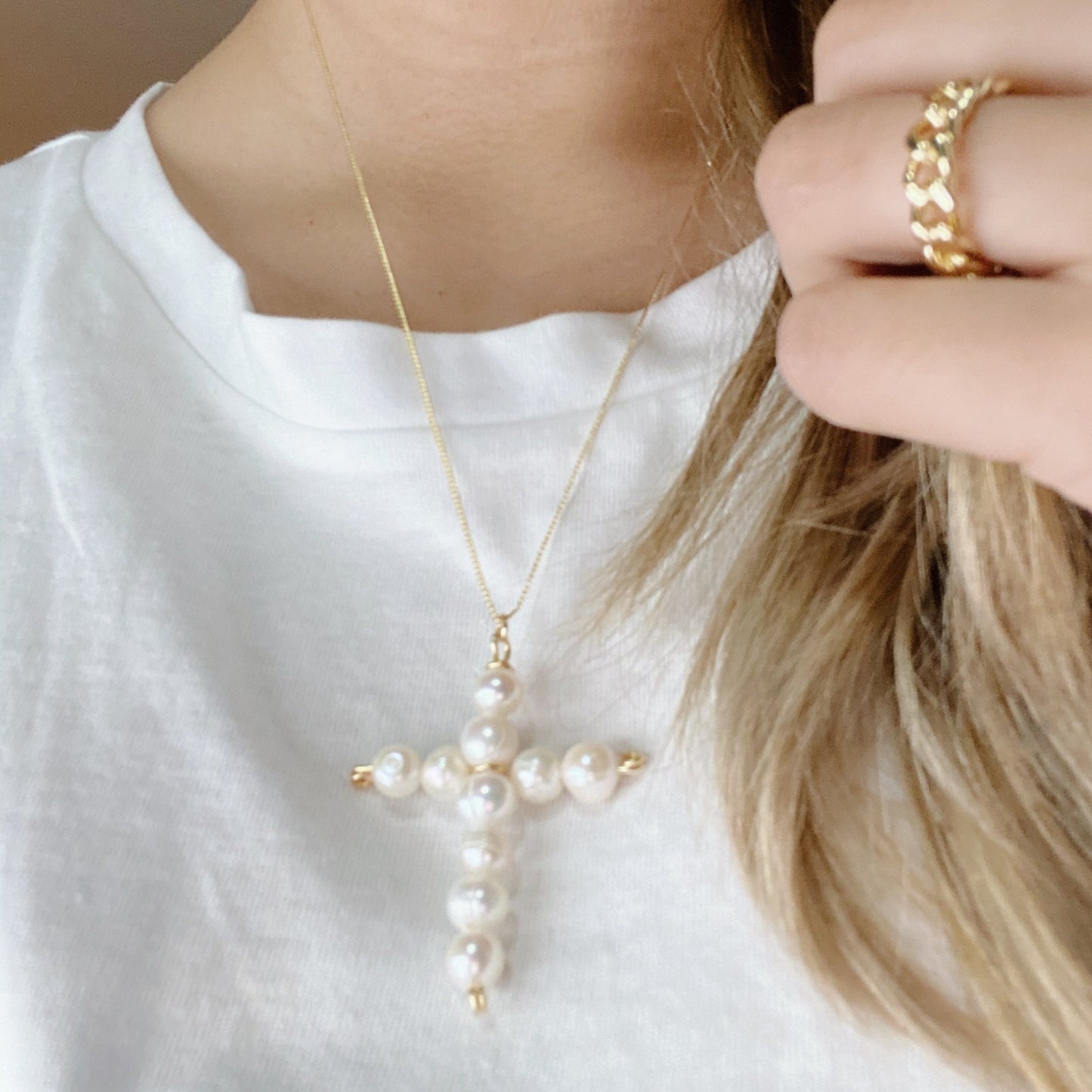 Pearl Cross Necklace