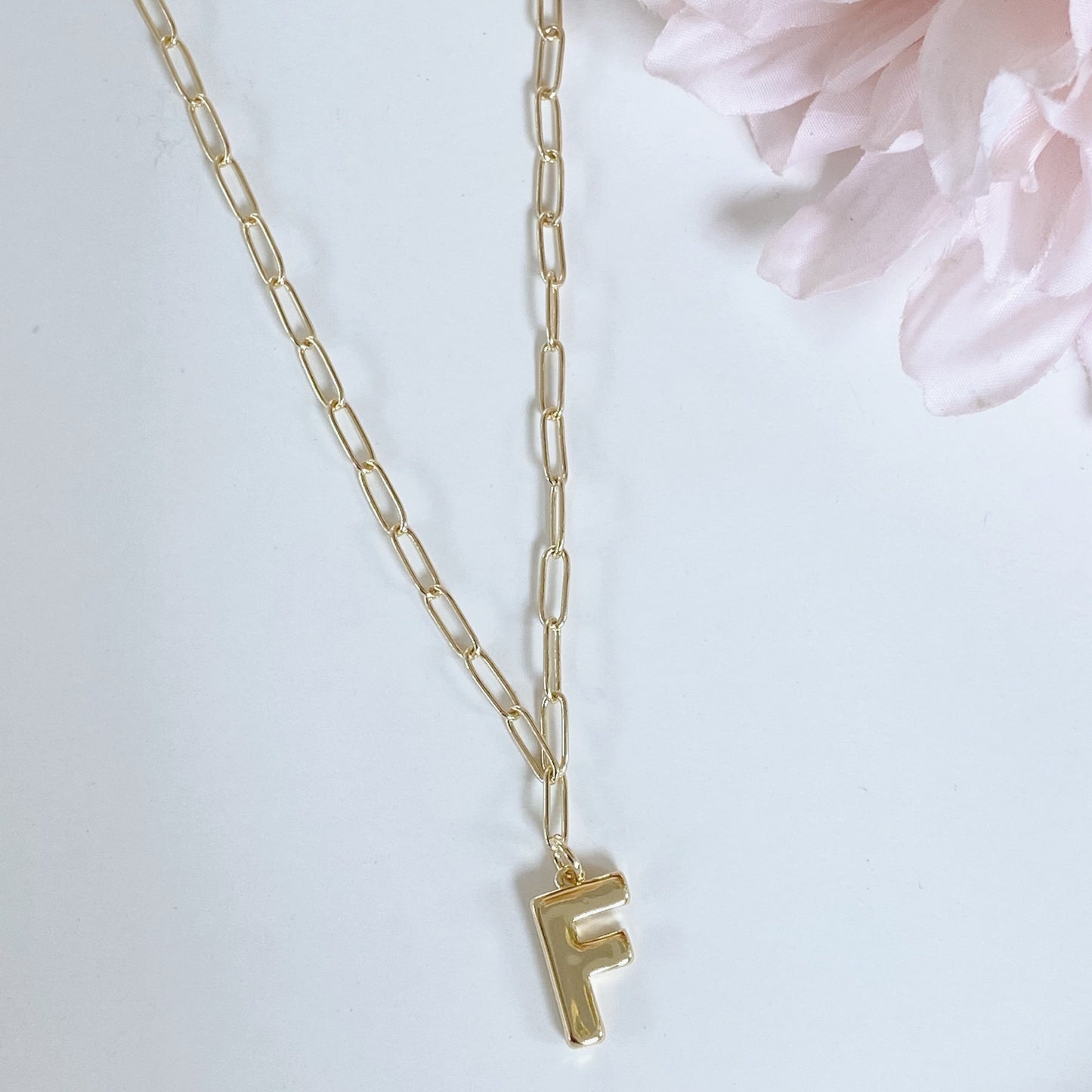 Paper Clip Initial Necklace