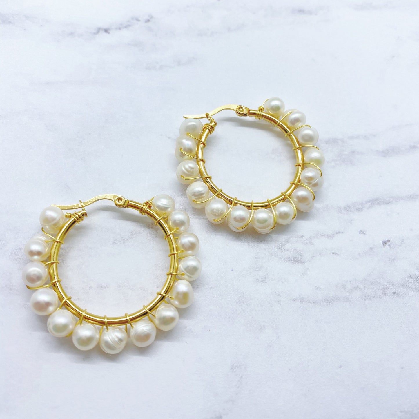 Emma Pearls Hoop Earring