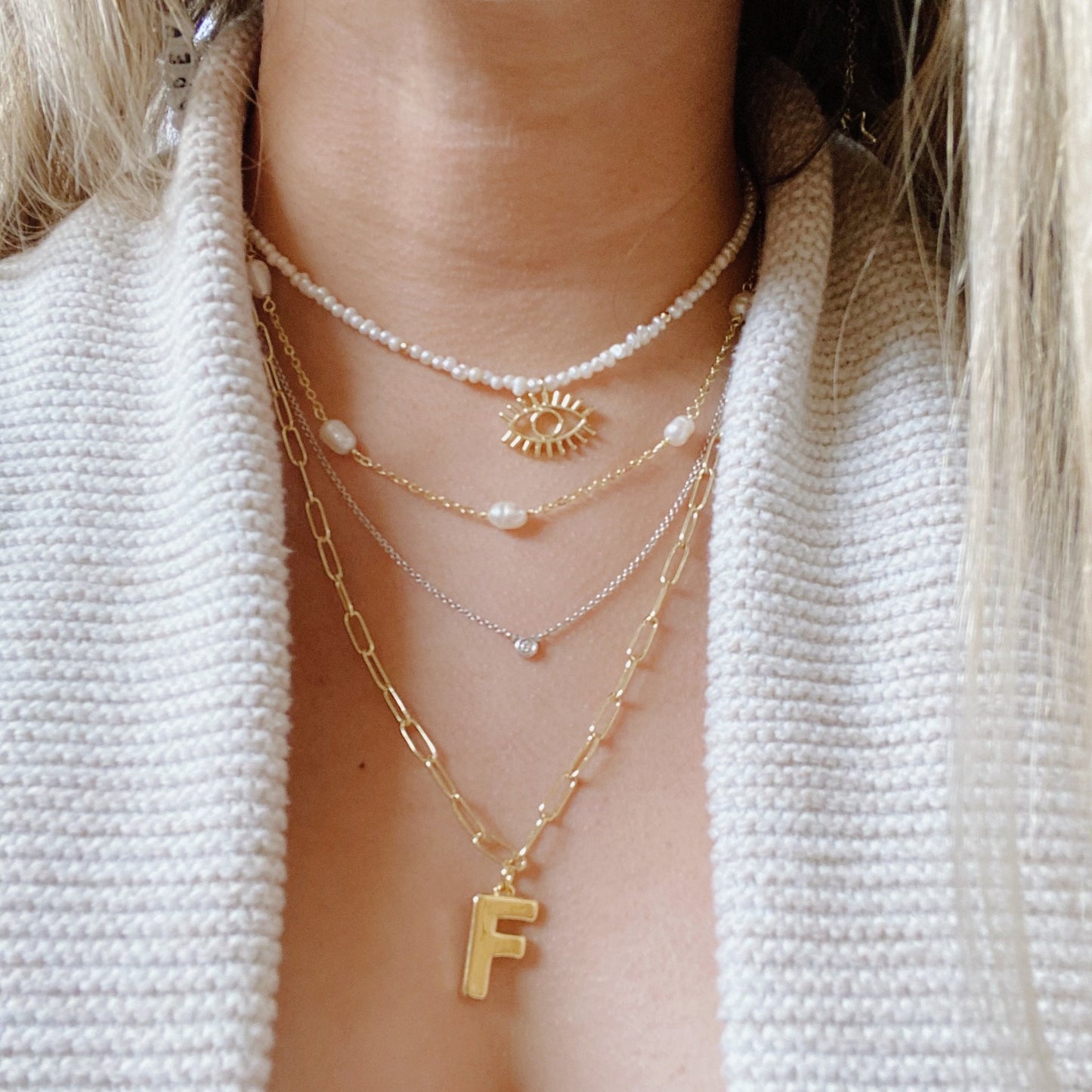Paper Clip Initial Necklace