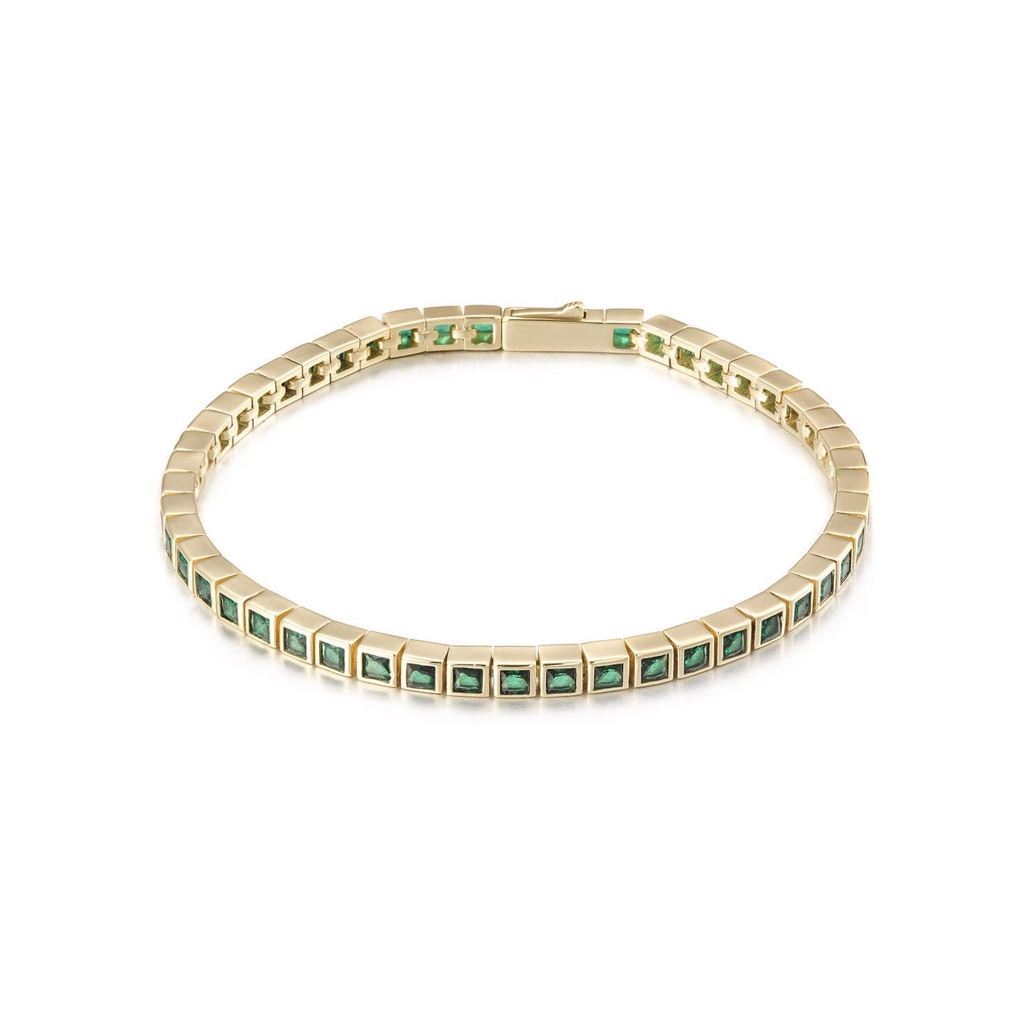 Emerald Tennis Bracelet – Gold Stainless Steel