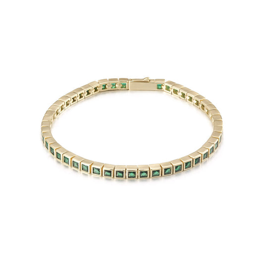 Emerald Tennis Bracelet – Gold Stainless Steel