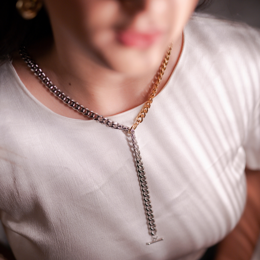 Silver and Gold Cuban Link Necklace