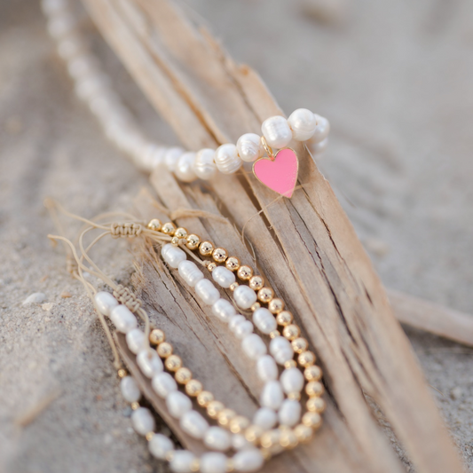 Pink Heart Pearls Necklace