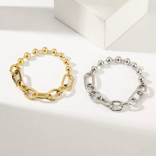Bold Mixed-Link Stainless Steel Bracelet – Modern & Trendy
