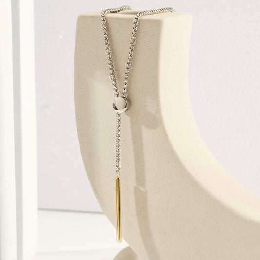 Minimalist Lariat Stainless Steel Necklace