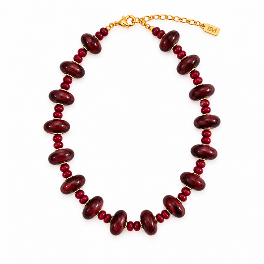 Burgundy Resin Statement Necklace