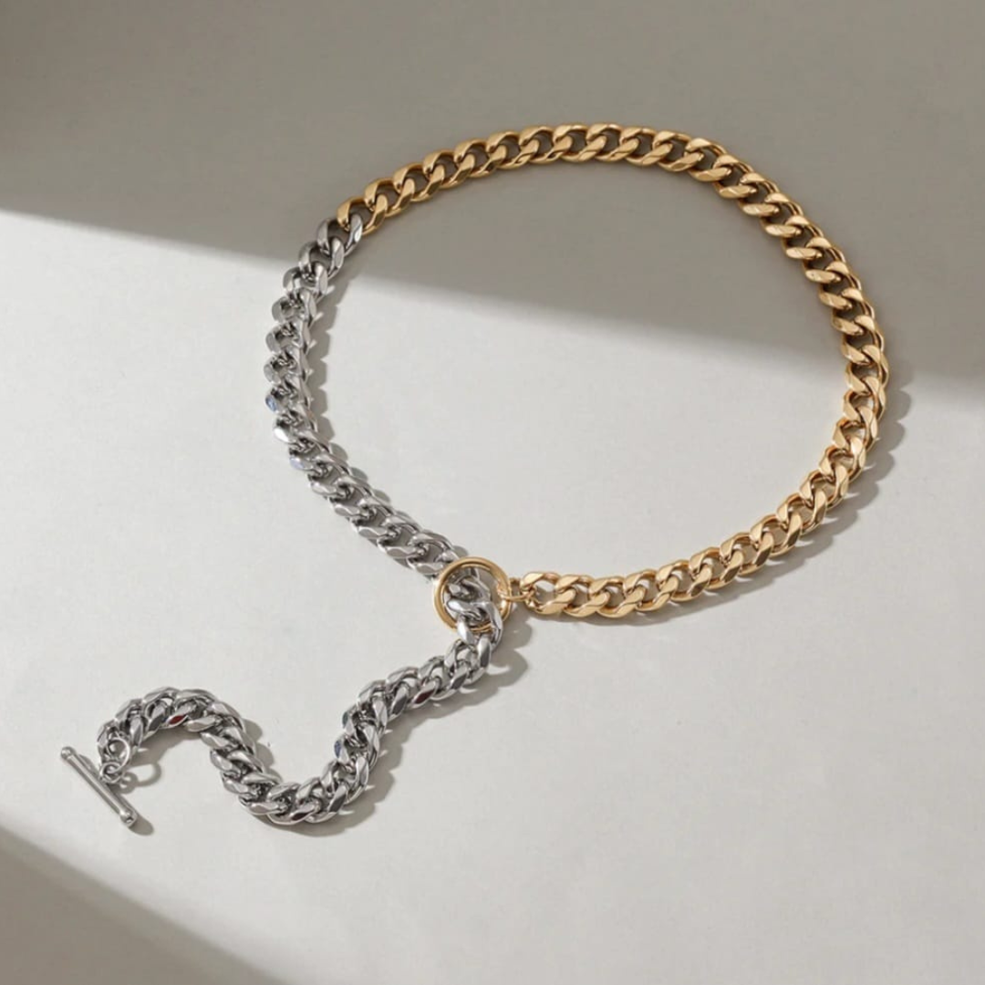 Silver and Gold Cuban Link Necklace