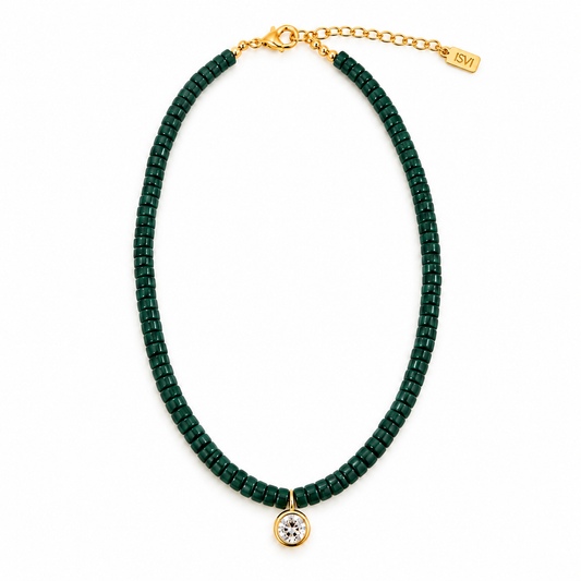 Emerald Stone Crystal Necklace