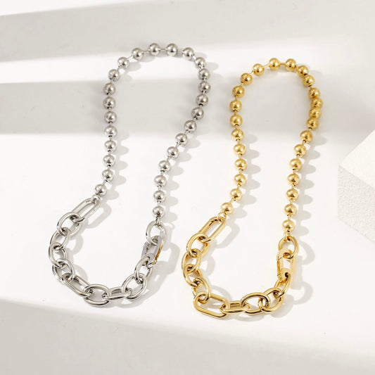 Bold Mixed-Link Stainless Steel Necklace – Modern & Trendy