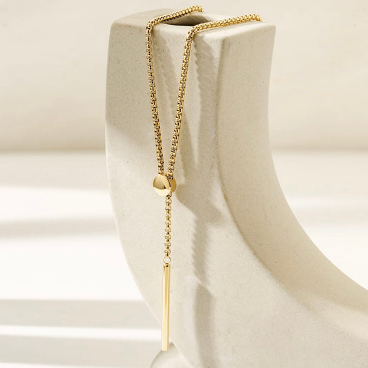 Minimalist Lariat Stainless Steel Necklace