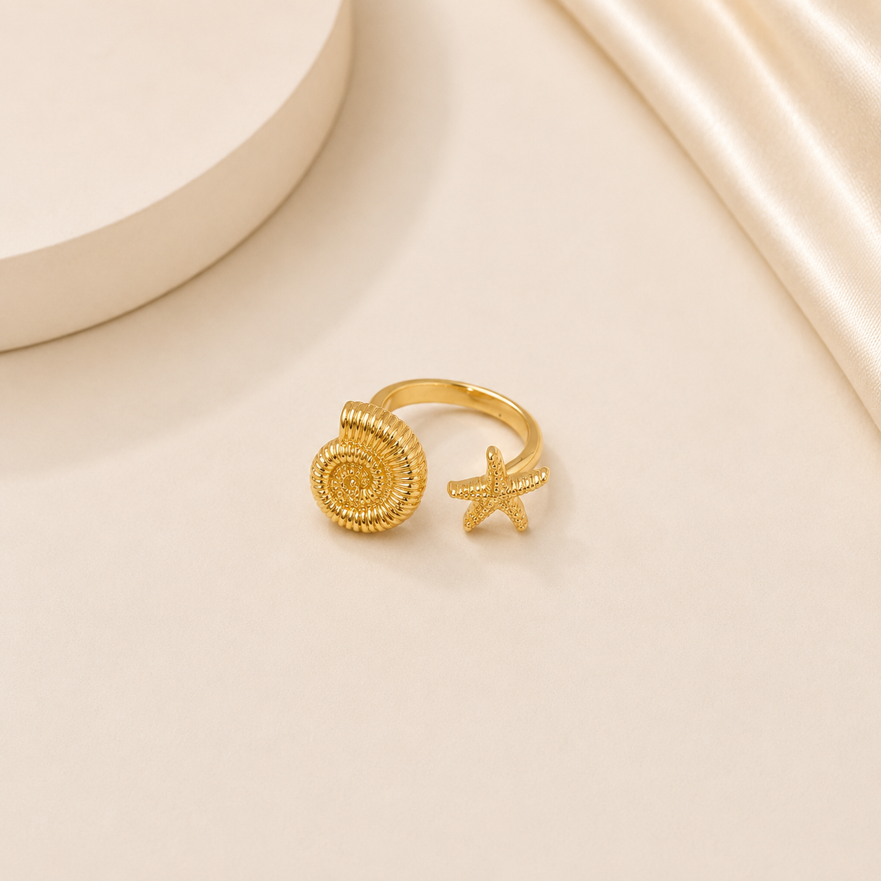 Conchiglia Ring – Adjustable Shell & Starfish Ring