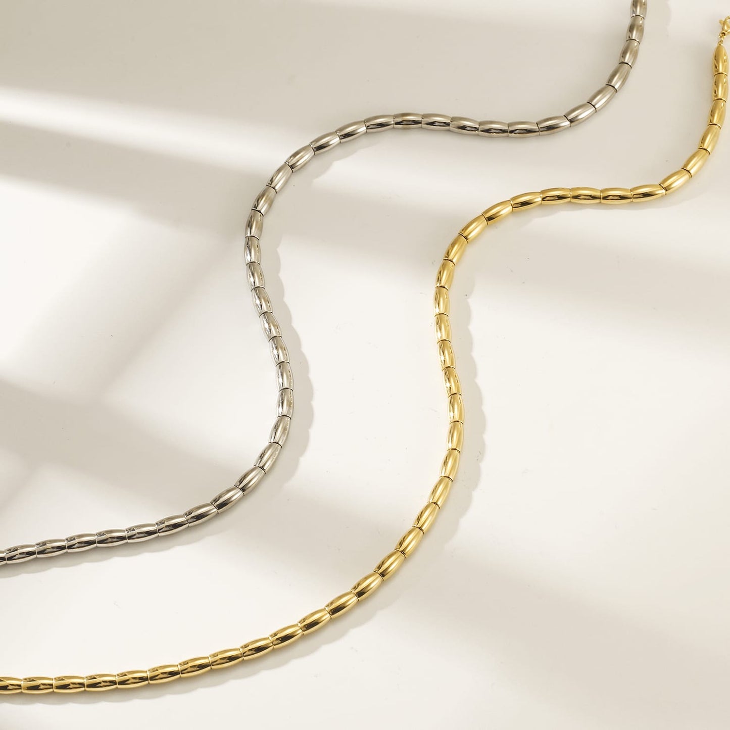 Capsule Bead Necklace – Stainless Steel