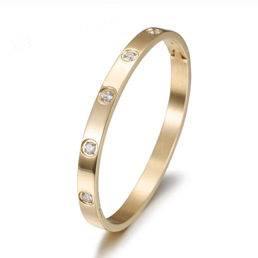 Cubic Zirconia Bangle – Stainless Steel