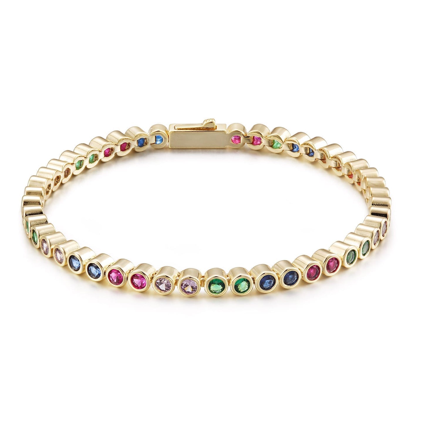 Rainbow Bezel Tennis Bracelet