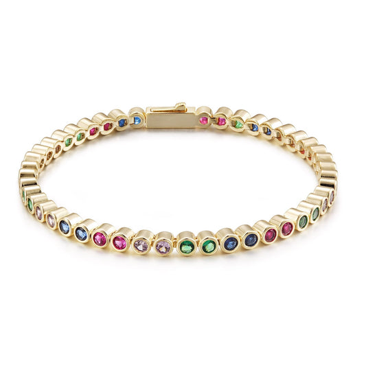 Rainbow Bezel Tennis Bracelet