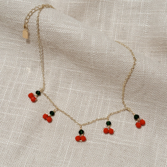 Cherry Charm Necklace - Gold Plated