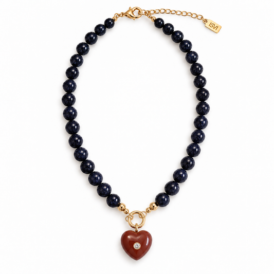 Midnight Heart Gemstone Necklace