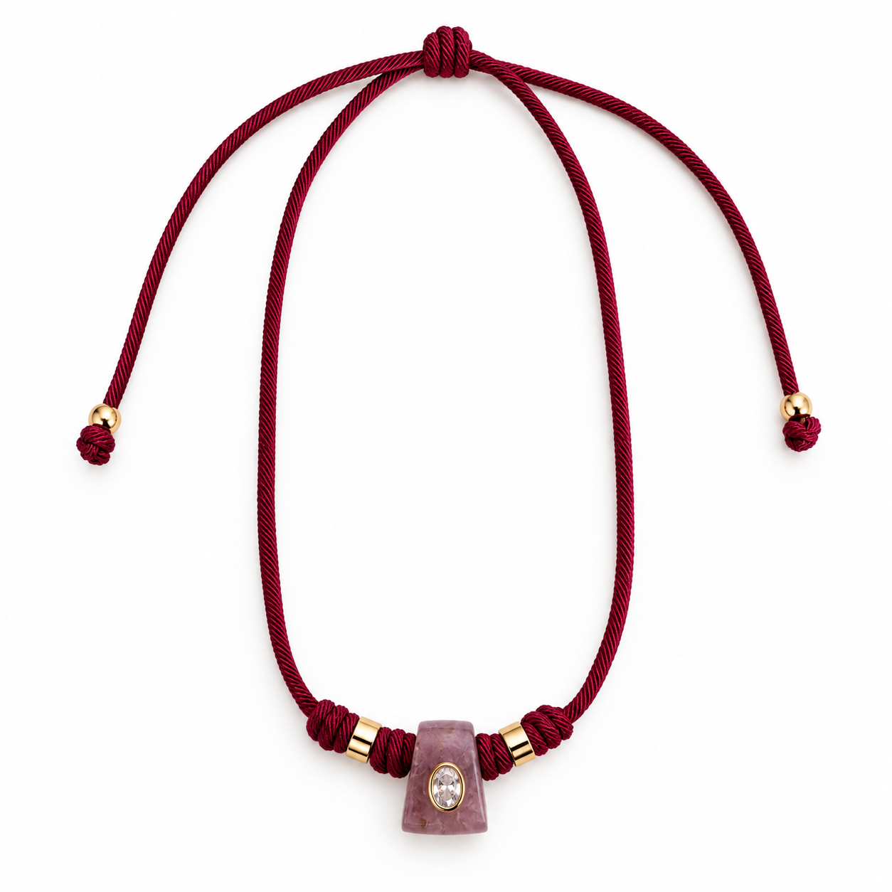 Burgundy Stone Cord Necklace