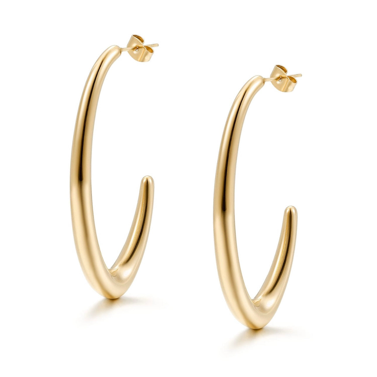 Sculpted Open Hoop Earrings – Stainless Steel