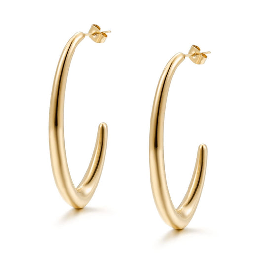 Sculpted Open Hoop Earrings – Stainless Steel
